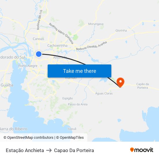 Estação Anchieta to Capao Da Porteira map