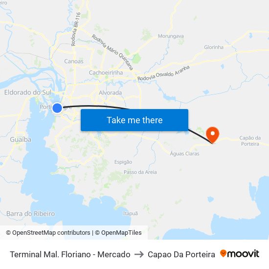 Terminal Mal. Floriano - Mercado to Capao Da Porteira map