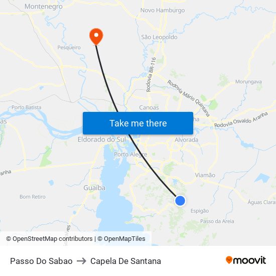 Passo Do Sabao to Capela De Santana map