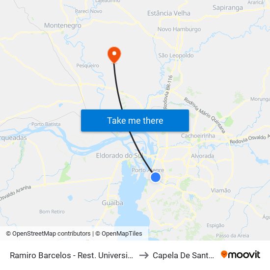 Ramiro Barcelos - Rest. Universitário to Capela De Santana map