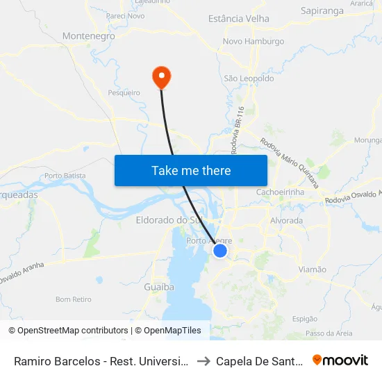 Ramiro Barcelos - Rest. Universitário to Capela De Santana map