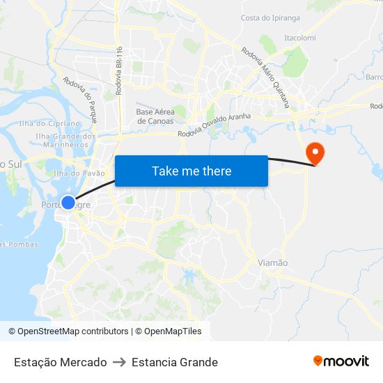 Estação Mercado to Estancia Grande map