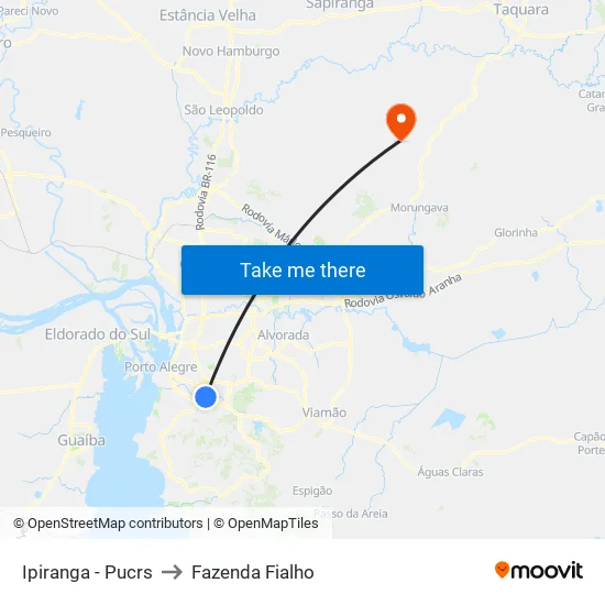 Ipiranga - Pucrs to Fazenda Fialho map