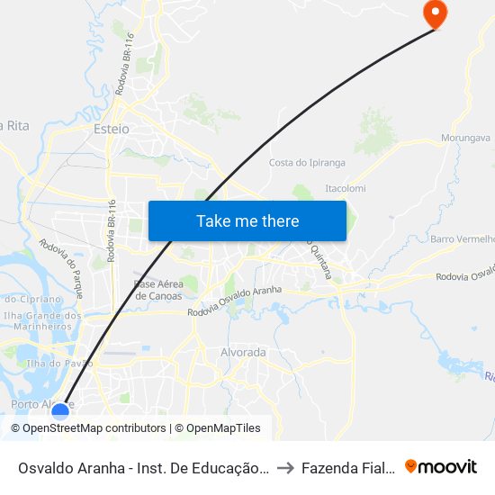 Osvaldo Aranha - Inst. De Educação Cb to Fazenda Fialho map