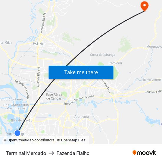 Terminal Mercado to Fazenda Fialho map