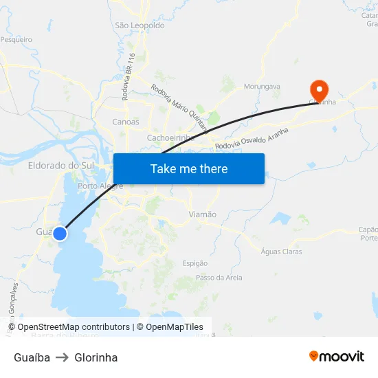 Guaíba to Glorinha map
