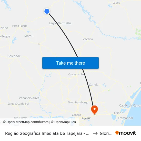 Região Geográfica Imediata De Tapejara - Sananduva to Glorinha map