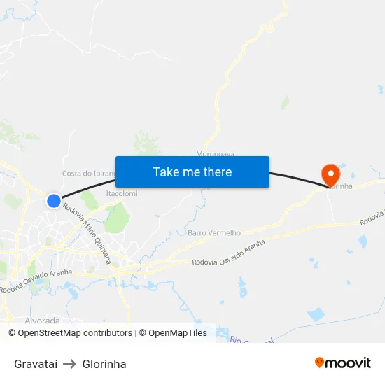 Gravataí to Glorinha map