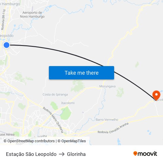 Estação São Leopoldo to Glorinha map