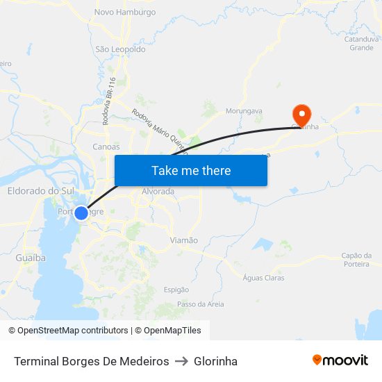 Terminal Borges De Medeiros to Glorinha map