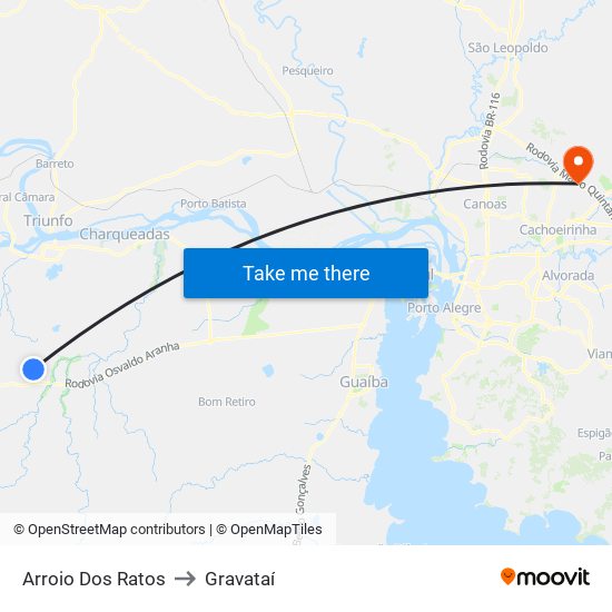 Arroio Dos Ratos to Gravataí map