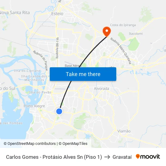 Carlos Gomes - Protásio Alves Sn (Piso 1) to Gravataí map