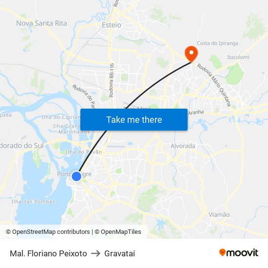 Mal. Floriano Peixoto to Gravataí map