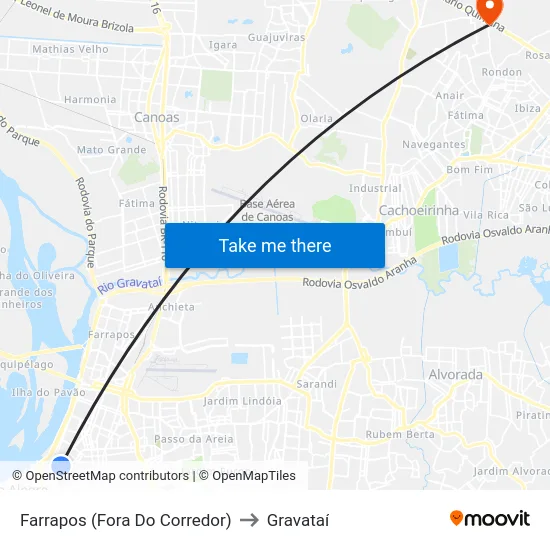Farrapos (Fora Do Corredor) to Gravataí map
