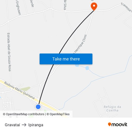 Gravataí to Ipiranga map