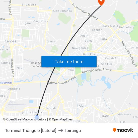 Terminal Triangulo [Lateral] to Ipiranga map