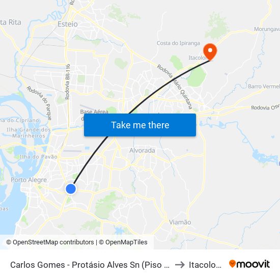 Carlos Gomes - Protásio Alves Sn (Piso 1) to Itacolomi map