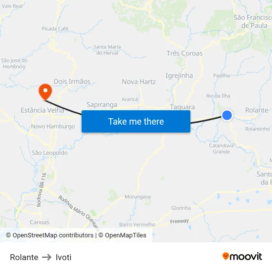 Rolante to Ivoti map