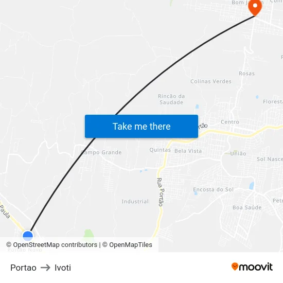 Portao to Ivoti map