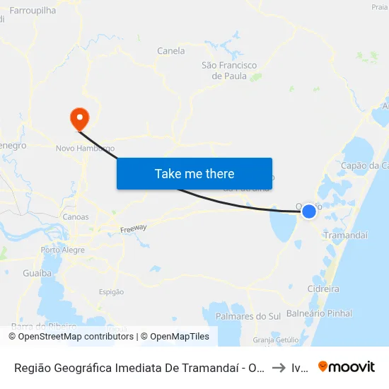 Região Geográfica Imediata De Tramandaí - Osório to Ivoti map
