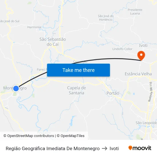Região Geográfica Imediata De Montenegro to Ivoti map