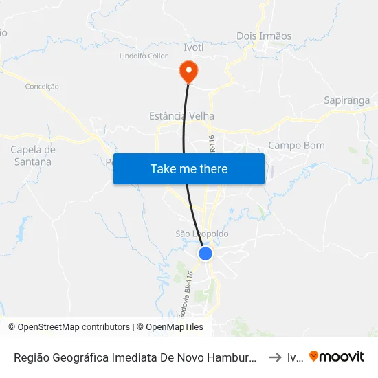 Região Geográfica Imediata De Novo Hamburgo - São Leopoldo to Ivoti map