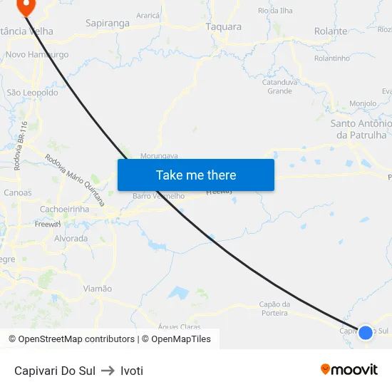 Capivari Do Sul to Ivoti map