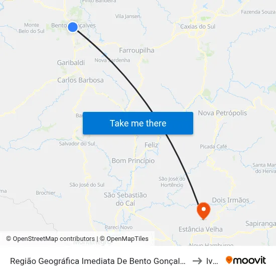 Região Geográfica Imediata De Bento Gonçalves to Ivoti map
