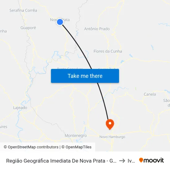 Região Geográfica Imediata De Nova Prata - Guaporé to Ivoti map