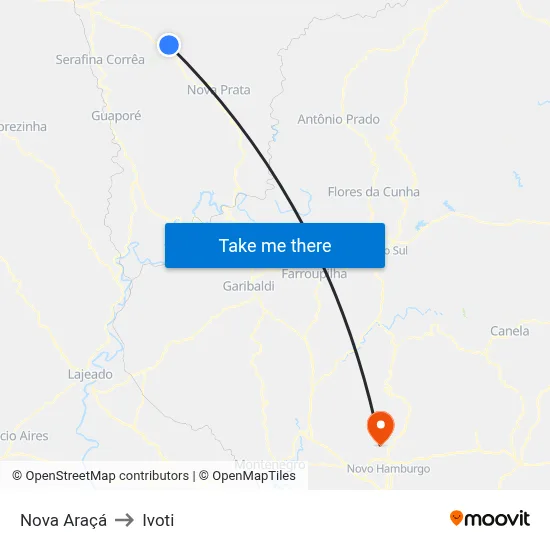 Nova Araçá to Ivoti map