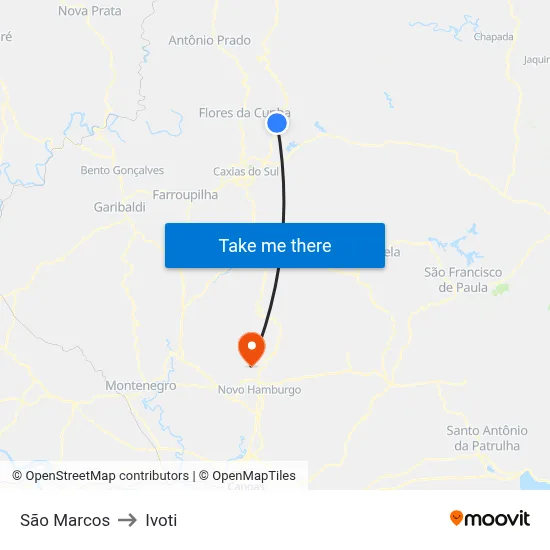 São Marcos to Ivoti map