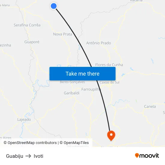 Guabiju to Ivoti map