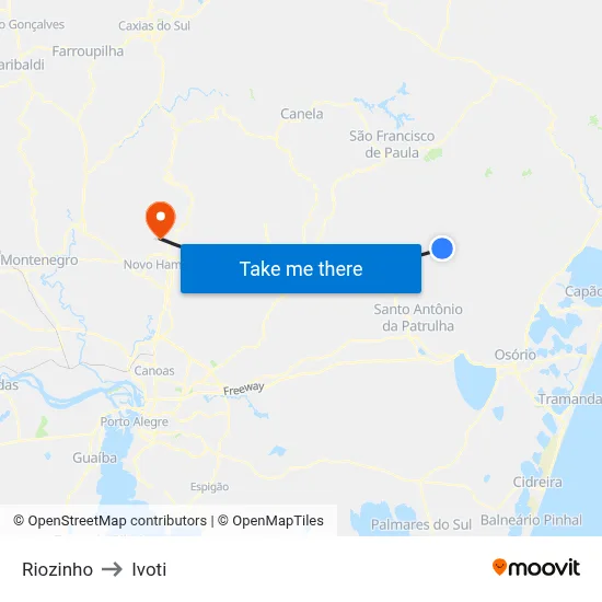 Riozinho to Ivoti map