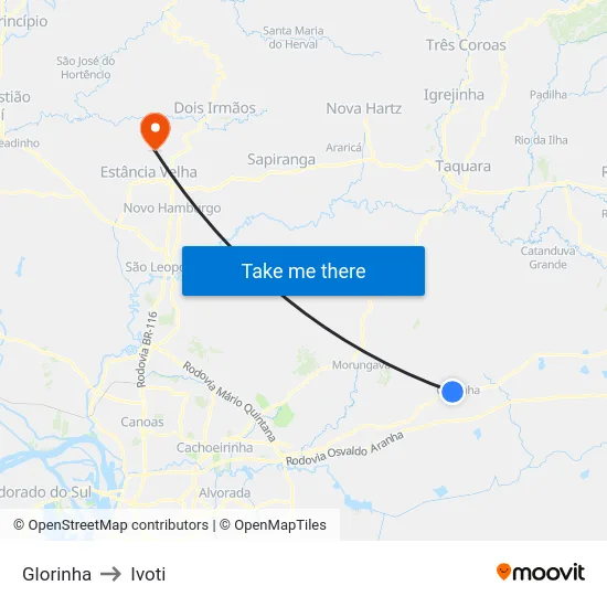 Glorinha to Ivoti map