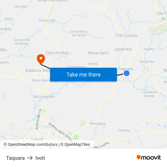 Taquara to Ivoti map