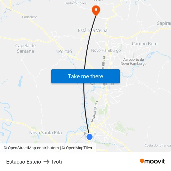 Estação Esteio to Ivoti map