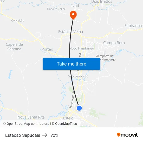 Estação Sapucaia to Ivoti map