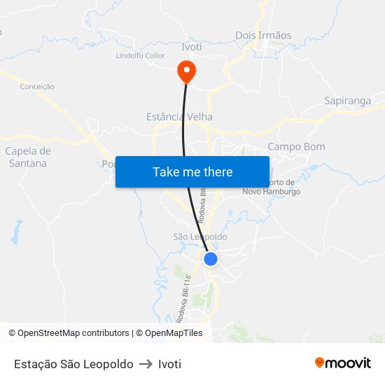 Estação São Leopoldo to Ivoti map