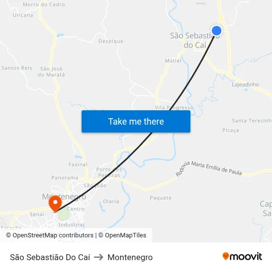 São Sebastião Do Caí to Montenegro map