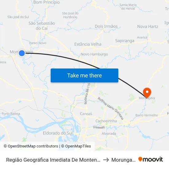 Região Geográfica Imediata De Montenegro to Morungava map