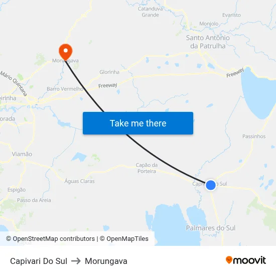 Capivari Do Sul to Morungava map