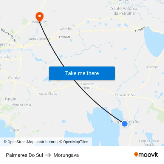 Palmares Do Sul to Morungava map