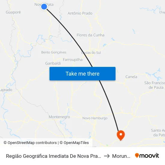 Região Geográfica Imediata De Nova Prata - Guaporé to Morungava map