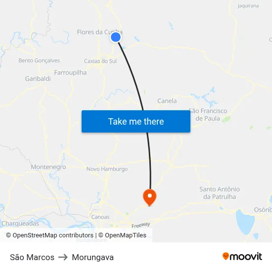 São Marcos to Morungava map