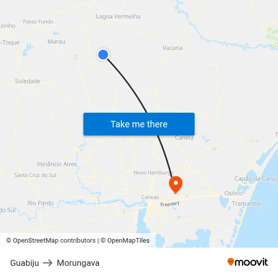 Guabiju to Morungava map