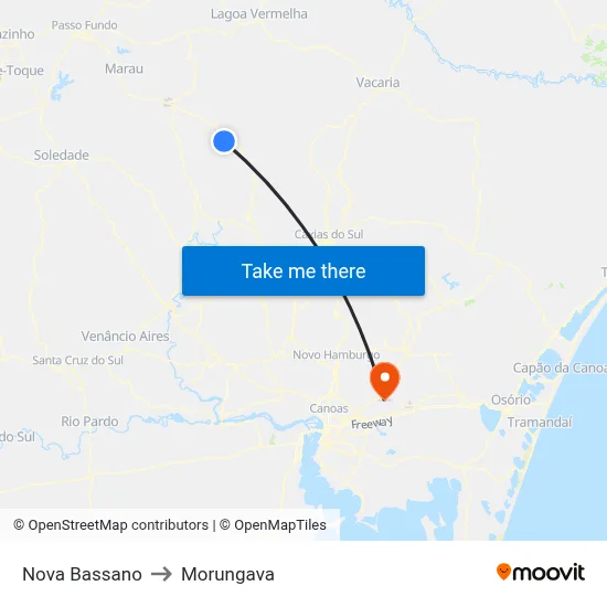 Nova Bassano to Morungava map