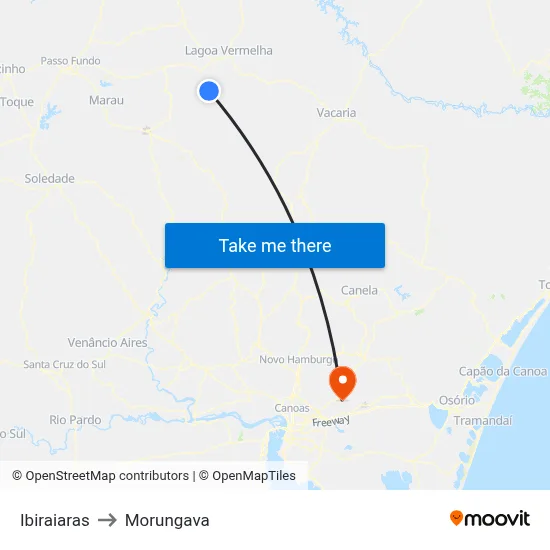 Ibiraiaras to Morungava map
