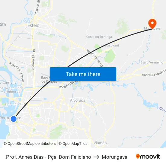Prof. Annes Dias - Pça. Dom Feliciano to Morungava map