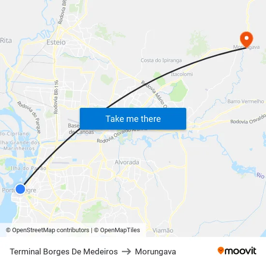 Terminal Borges De Medeiros to Morungava map