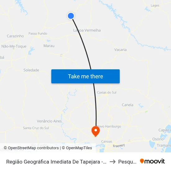 Região Geográfica Imediata De Tapejara - Sananduva to Pesqueiro map
